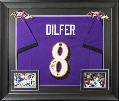 Trent Dilfer Authentic Signed Purple Pro Style Framed Jersey BAS Witnessed - Image 1 of 2