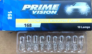 Box of 10 #168 PRIME VISION Lamp Auto Bulb Automotive Lightbulbs NEW - Picture 1 of 2