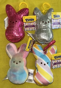 Set of 4 Peeps Bunny Plush w/Backpack Clips - Picture 1 of 6