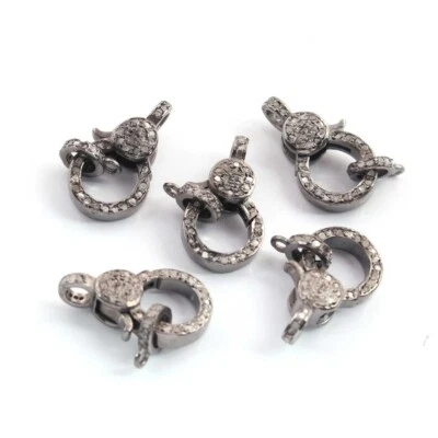 1 шт. хлопки омаров Pave Diamond, 18 мм x 10 мм с обеих сторон бриллиант Pave, 925 пробы - Изображение 1 из 4