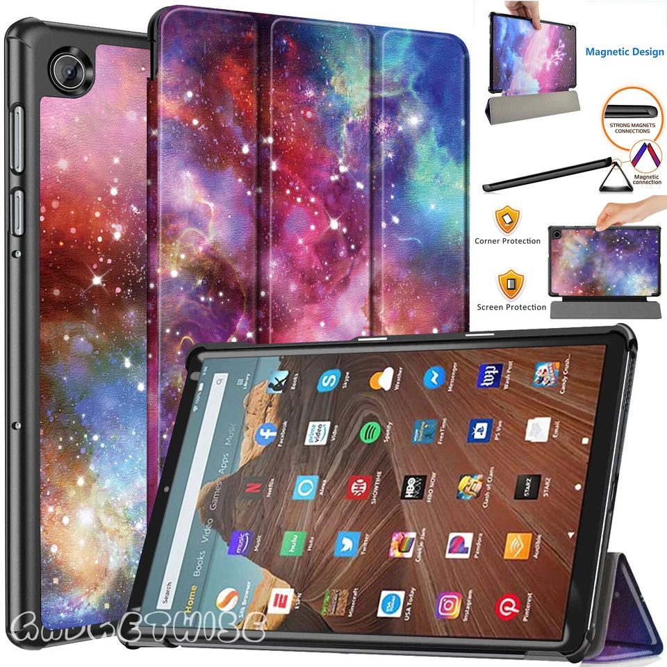 Magnetic Smart Leather Stand Case Cover For Amazon Kindle Fire HD 10" & 7" 2019 - Image 1 of 4