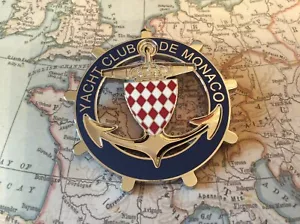 Yacht Club Monaco Monte Carlo Enamel Car Badge Gold - Picture 1 of 5