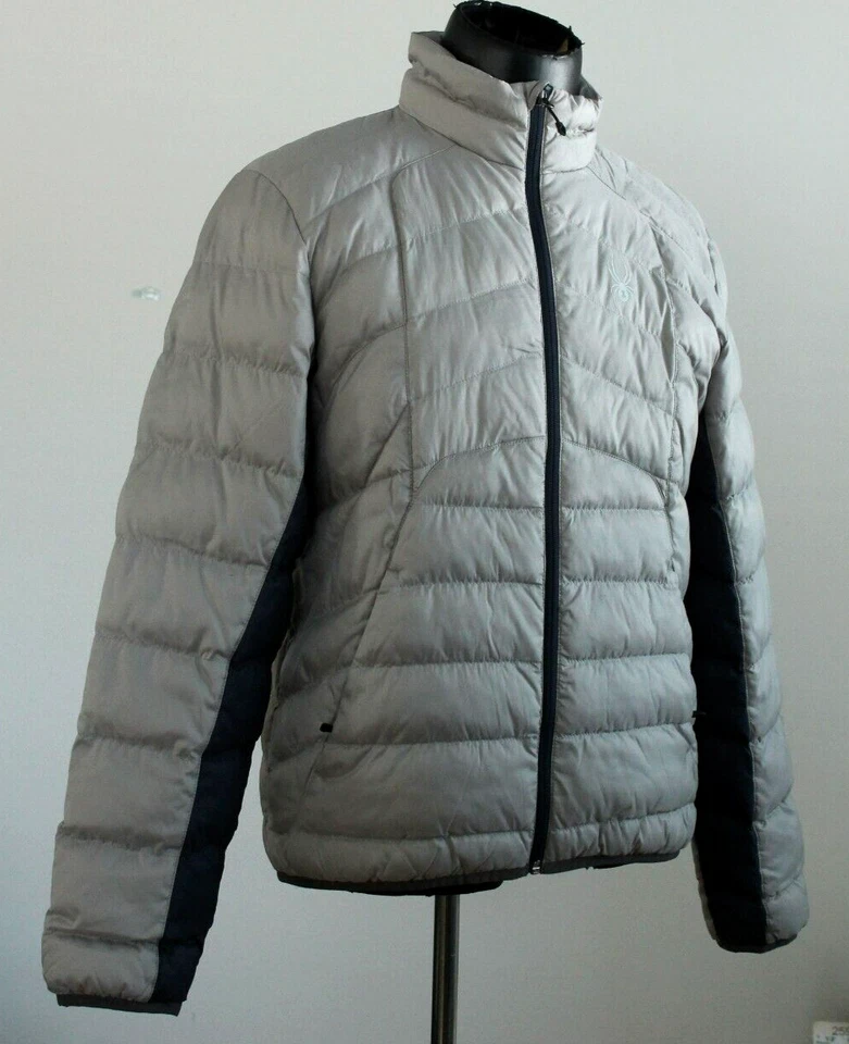Chaqueta de invierno Spyder Puffer para hombre talla mediana gris azul Foto 1 de 4