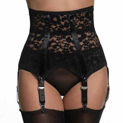 Strapsgürtel Hochtalliert Taillienmieder Strumpfhalter 6 Straps mit Metallclips - Bild 1 von 4