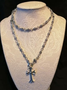 BIKER KREUZ SILBER HALSKETTE CH STIL UNISEX - GRÖSSE 28" - Bild 1 von 4