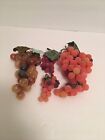 Set Of 4 Vintage Faux Rubber Grape Clusters 2 Large 2 Mini 
