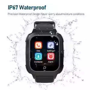 4G Kids Smart Watch Phone Video Call GPS+WIFI IP67 Waterproof SOS Call Black - Picture 1 of 8