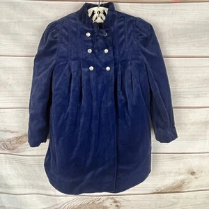 Vintage Cute Togs Girls Size 4 Velvet Coat Navy Blue - Picture 1 of 5