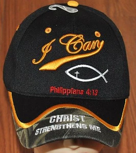 Philipper 4:13 I Can Christ Strengths Me Christian Mütze Baseballmütze Camouflage schwarz - Bild 1 von 6