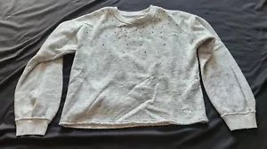 Abercrombie Kids Girls Gray Sweatshirt Gold Rhinestones Size 11-12 - Picture 1 of 5