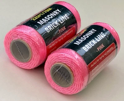 2 x PINK Brick Line 225ft 70m Builders/Bricklaying Wall/Footing String TWO DEAL - Image 1 of 2