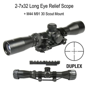 Mosin Nagant 2-7x32 Long Eye Relief Scope & M44 M91 30 Scout Mount Package - Picture 1 of 16