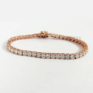 12 Ct White Lab Created Diamond Tennis Bracelet Rose Gold Finish Certified - Picture 1 of 7