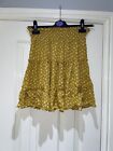 Primark Mustard Yellow Ditsy Floral Tiered Smock Mini Skirt New Size 10