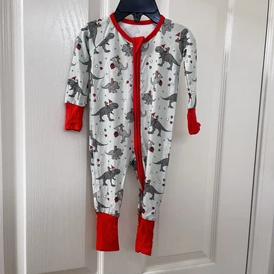 Sunshine Luckies Christmas Dinosaurs Gingerbead Men Bamboo Zippy 0-3 Months - Image 1 of 4