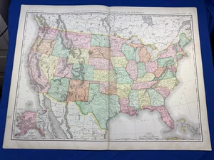 1898 Map UNITED STATES Rand McNally 28" x 21.5" States Shown in Different Colors - Picture 1 of 24