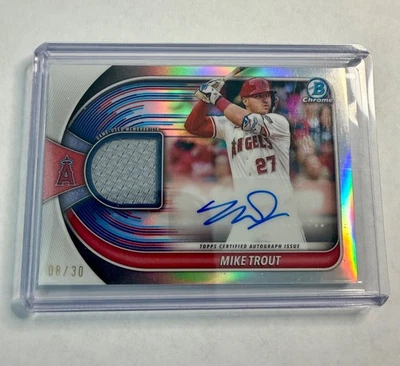 2025 Bowman Chrome  -Relic Mike Trout Auto & Game Used Patch /30 - Image 1 of 2