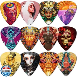 Guitar Picks 24 Medium Pack con Tin Box,Unico Artistico Celluloide Guitar Pic - Foto 1 di 5