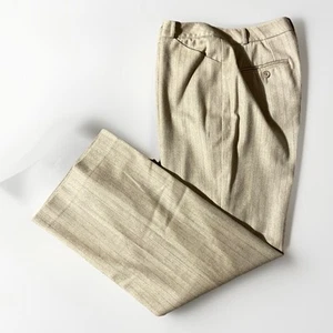 Talbots Dress Pants Women’s 4 Petite Wool Blend Flared Bottom Beige Pinstripes - Picture 1 of 5