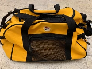 Large 24" FILA Gym Bag Duffle Overnight Vintage 1990's Yellow Excellent - Picture 1 of 9