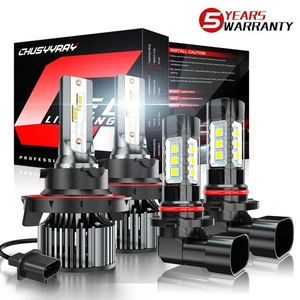 For 2004-2013 2014 Ford F150 6000K LED Headlight Hi/Lo+Fog Light Bulbs Combo 4x - Foto 1 di 14