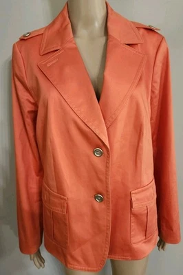 Talbots Petites женщин Blazer размер 16WP оранжевый золотой кнопки куртка карманы  - Изображение 1 из 4
