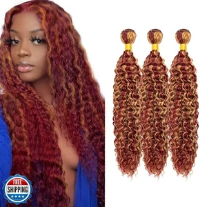 P27/99j Bundles Red Human Hair Bundles Burgundy Deep Wave Human Hair Bundles - Picture 1 of 5