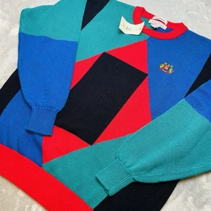 Suéter De Colección Izod Club Mano Intarsia Para Hombres L Bloque de Color Cresta Preppy Abuelo Nuevo Con Etiquetas - Imagen 1 de 8