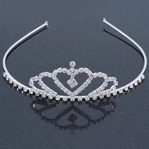 Tiara clásica de cristal austriaco chapada en rodio para novia/boda/baile de graduación - Imagen 1 de 6