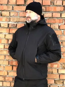 Men's waterproof and windproof jacket Soft Shell ESDY black, Water-r size, S-3XL - Picture 1 of 4