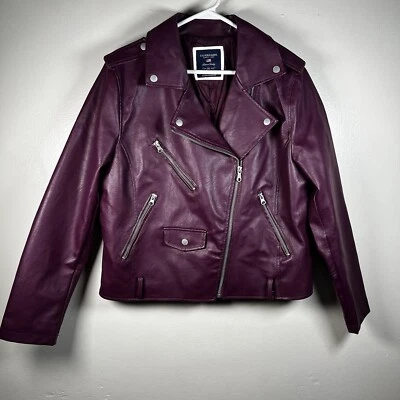 Chaqueta de motociclista US Polo Assn para mujer borgoña imitación cuero exclusiva talla XL Foto 1 de 4
