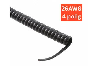 4-poliges Spiralkabel, flach, schwarz, RJ10, AWG26, 2,13 m, "OHNE STECKER" - Bild 1 von 1