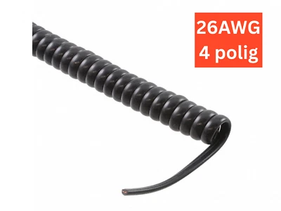 ASSMANN 4-poliges Spiralkabel, flach, schwarz, RJ10, AWG26, 2,13 m, "OHNE STECKER"