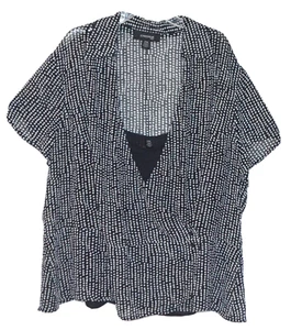 Camicetta trasparente Jones Wear donna 20W nero bianco a pois con fodera canotta - Foto 1 di 8