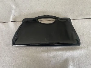 Hand held CLUTCH PURSE  Handbag Shiny black with snap clousure - Picture 1 of 9