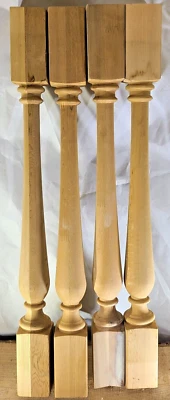 ¿Cedro vintage? Lote de 4 balaustres de husillo de madera torneada 28 x 2 1/2 pulgadas Foto 1 de 4