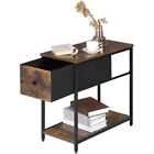 SONGMICS Nightstand, Narrow End Table,Side Table with Fabric Drawer,Rustic Brown