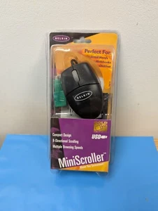 Belkin 2 Button PC Laptop Mouse with Scroll Wheel, USB + PS2 Adaptor NEW Mini - Picture 1 of 6