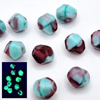 Cuentas de vidrio de uranio de 10 mm cuentas barrocas de arándano menta Foto 1 de 4