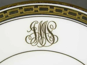 6 Antique Royal Cauldon Encrusted Gold 2509 Monogram Sauce Bowls JMS MJS MSJ (HH - Picture 1 of 6
