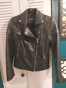 Barneys Originals Jacket Women  UK12 US6 Clara Biker Moto Genuine Leather Black - Picture 1 of 3