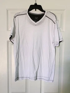 Modern Culture Mens Large White Vneck Shortsleeve Shirt - Picture 1 of 3