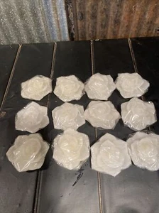 New Lot Of 12 White Floating Flower Candles 3” Diameter - Picture 1 of 3