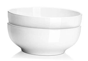 Serving Bowls, Large Salad Bowls, 9.5" White Ceramic Fruit Bowls 9.5 inches - Picture 1 of 7