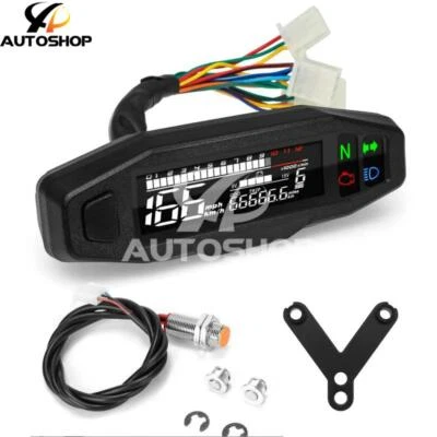 Nuevo Motocicleta LCD Digital Odómetro Velocímetro Tacómetro Medidor Medidor con Soporte Foto 1 de 4