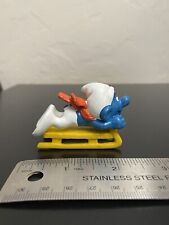 Smurfs 40201 Bobsled Super Smurf Sledding Vintage Figure PVC Toy Sled Figurine