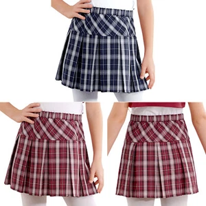 Kids Girls Uniform Party Skirt Sport Pleated Elastic Waistband Miniskirts Plaid - Picture 1 of 28