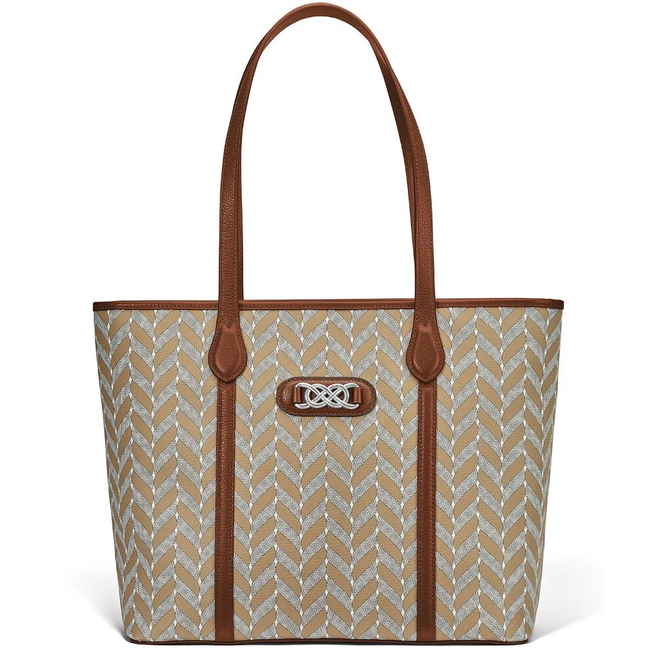 NWTag Brighton Interlok Roomey Large Bourbon Brown Herringbone Tote