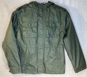 GYMBOREE Jacket Parka Army Green, Hood Zip Rain Coat, Boy Scouts, Size L 10 - 12 - Picture 1 of 20