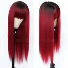 Heat Resistant Ombre Red Synthetic No Lace Wigs Fashion Women Long Straight Hair